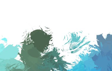 Taranmış Boyalı Soyut Arkaplan. Vahşi kaotik fırça darbeleri. Boya darbeleri. 2D İllüstrasyon. Fırça darbeli resim. 