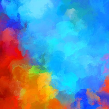 Canlı fırça darbeleriyle boyanmış. Renkli desenli resim. Fırçalanmış duvar kağıdını boya.