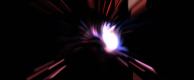 Işık parçacık izleri. Parlayan parçacıkları ve çizgileri olan ışık patlaması yıldızı. Güzel hareketli soyut ışın arkaplanı.