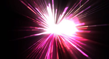 Fütürist mercek patlaması. Parlayan parçacıkları ve çizgileri olan ışık patlaması yıldızı. Güzel soyut ışın arkaplanı.