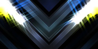 Soyut parlayan geometrik ışıklar arka planda. Fraktal simetrik grafik çizimi. Parıldayan ve parıldayan çubukları kesiştir.