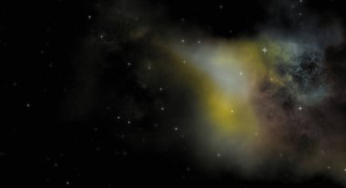 Galaksi uzayındaki yıldız alanı renkli nebula ile. Uzayın derinliklerinin bilim kurgu geçmişi. Ruhsal duvar kağıdı.