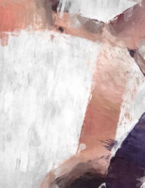 Soyut arkaplanda pürüzlü fırça darbeleri. Fırça boyası. Renkli boya darbeleri. Eşsiz duvar sanatı. Tuvaldeki modern sanat. Renkli çağdaş sanat eserleri. 