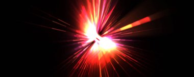 Fütürist mercek patlaması. Parlayan parçacıkları ve çizgileri olan ışık patlaması yıldızı. Güzel soyut ışın arkaplanı.