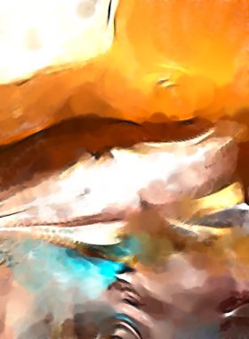 Soyut arkaplanda pürüzlü fırça darbeleri. Fırça boyası. Renkli boya darbeleri. Eşsiz duvar sanatı. Tuvaldeki modern sanat. Renkli çağdaş sanat eserleri. 