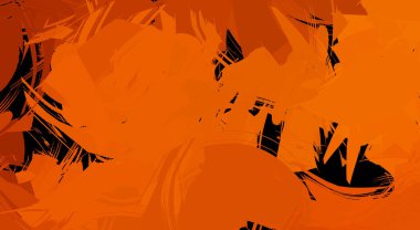 Canlı fırça darbeleriyle boyanmış. Renkli desenli resim. Fırçalanmış duvar kağıdını boya.