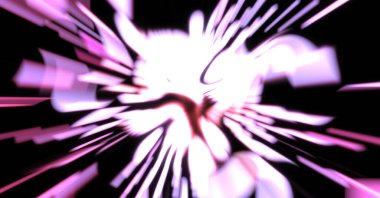 Işık parçacık izleri. Parlayan parçacıkları ve çizgileri olan ışık patlaması yıldızı. Güzel hareketli soyut ışın arkaplanı.