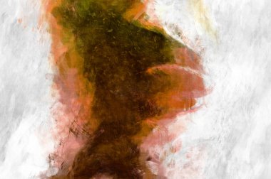 Soyut arkaplanda pürüzlü fırça darbeleri. Fırça boyası. Renkli boya darbeleri. Eşsiz duvar sanatı. Tuvaldeki modern sanat. Renkli çağdaş sanat eserleri. 