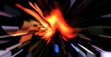 Işık parçacık izleri. Parlayan parçacıkları ve çizgileri olan ışık patlaması yıldızı. Güzel hareketli soyut ışın arkaplanı.