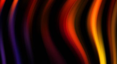 Siyah arka planda renkli düz çizgiler. Sıvı ve sıvı renkli dalgalar karanlıkta akıyor. Duvar kağıdı, afiş, arkaplan, kart, kitap, kapak, poster, afiş, broşür