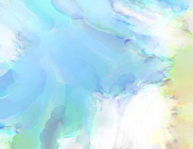 Pastel renklerde suluboya resim. Poster, duvar sanatı, afiş, kart, kitap kapağı ya da ambalaj için rahatlatıcı kompozisyonun yumuşak renkli çizimi. Modern fırça darbeleri resim.