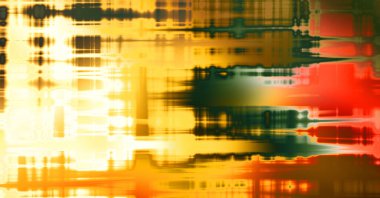 Soyut arkaplan. Yaşlanmış grunge dokusunda geometrik elementler. Farklı renk desenli grafiksel illüstrasyon.