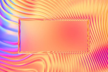 Soyut çerçeveli arkaplan. Renkli, canlı, dalgalı bir duvar kağıdı. Merkezi çerçeveli yaratıcı grafik 2d çizim. Dinamik şekilli modaya uygun sıvı örtüsü.