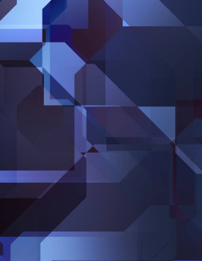 Renkli ve canlı geometrik şekiller katmanları var. Bir teknoloji planının dijital illüstrasyonu. Gelecekçi tasarım şablonu.