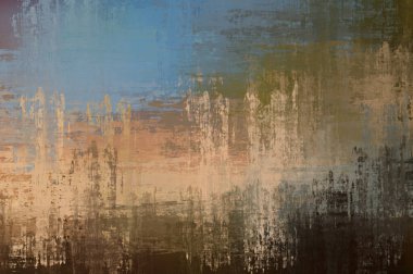 Çapraz vahşi fırça darbeleriyle arka plan. Renkli ve canlı bir tasvir. Boyalı sanat. Yaratıcı soyut resim.