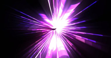 Fütürist mercek patlaması. Parlayan parçacıkları ve çizgileri olan ışık patlaması yıldızı. Güzel soyut ışın arkaplanı.