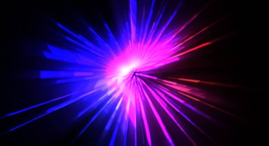 Fütürist mercek patlaması. Parlayan parçacıkları ve çizgileri olan ışık patlaması yıldızı. Güzel soyut ışın arkaplanı.