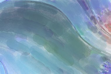 Çağdaş sanat. El yapımı resim. Modern sanat eserleri. Yüzeyde suluboya fırça darbeleriyle resim yapmak. 2D çizim. Sanatsal arkaplan resmi. Tablo üzerinde soyut resim. Renkli doku.