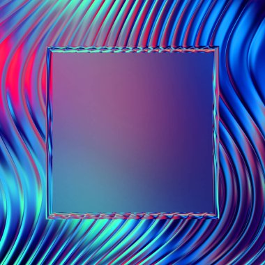 Soyut çerçeveli arkaplan. Renkli, canlı, dalgalı bir duvar kağıdı. Merkezi çerçeveli yaratıcı grafik 2d çizim. Dinamik şekilli modaya uygun sıvı örtüsü.