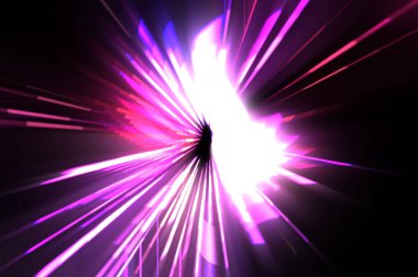 Fütürist mercek patlaması. Parlayan parçacıkları ve çizgileri olan ışık patlaması yıldızı. Güzel soyut ışın arkaplanı.