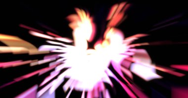 Işık parçacık izleri. Parlayan parçacıkları ve çizgileri olan ışık patlaması yıldızı. Güzel hareketli soyut ışın arkaplanı.