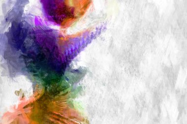 Soyut arkaplanda pürüzlü fırça darbeleri. Fırça boyası. Renkli boya darbeleri. Eşsiz duvar sanatı. Tuvaldeki modern sanat. Renkli çağdaş sanat eserleri. 