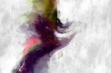 Soyut arkaplanda pürüzlü fırça darbeleri. Fırça boyası. Renkli boya darbeleri. Eşsiz duvar sanatı. Tuvaldeki modern sanat. Renkli çağdaş sanat eserleri. 