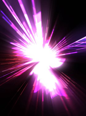 Fütürist mercek patlaması. Parlayan parçacıkları ve çizgileri olan ışık patlaması yıldızı. Güzel soyut ışın arkaplanı.