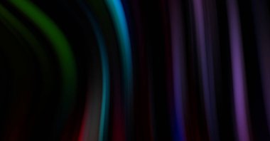 Siyah arka planda renkli düz çizgiler. Sıvı ve sıvı renkli dalgalar karanlıkta akıyor. Duvar kağıdı, afiş, arkaplan, kart, kitap, kapak, poster, afiş, broşür