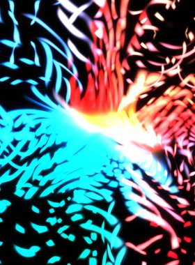 Işık parçacık izleri. Parlayan parçacıkları ve çizgileri olan ışık patlaması yıldızı. Güzel hareketli soyut ışın arkaplanı.