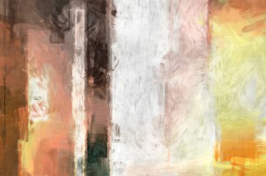 Soyut arkaplanda pürüzlü fırça darbeleri. Fırça boyası. Renkli boya darbeleri. Eşsiz duvar sanatı. Tuvaldeki modern sanat. Renkli çağdaş sanat eserleri. 
