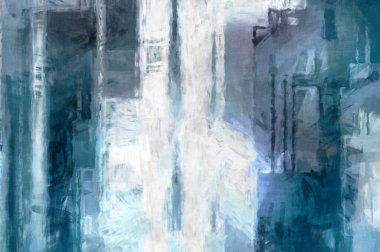 Soyut arkaplanda pürüzlü fırça darbeleri. Fırça boyası. Renkli boya darbeleri. Eşsiz duvar sanatı. Tuvaldeki modern sanat. Renkli çağdaş sanat eserleri. 
