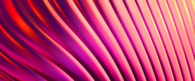 Soyut arkaplan. Renkli dalgalı yansıtıcı duvar kağıdı. Duvar kağıdı, afiş, arkaplan, kart, kitap kapağı veya web sitesi için grafiksel resimleme.