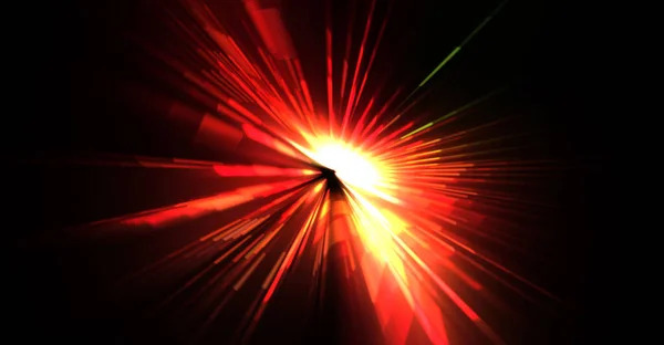 Futurisztikus Lencse Jelzőfény Fényrobbanás Csillag Izzó Részecskékkel Vonalakkal Gyönyörű Elvont — Stock Fotó