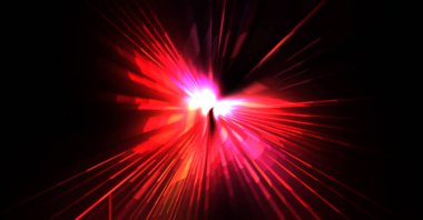 Fütürist mercek patlaması. Parlayan parçacıkları ve çizgileri olan ışık patlaması yıldızı. Güzel soyut ışın arkaplanı.