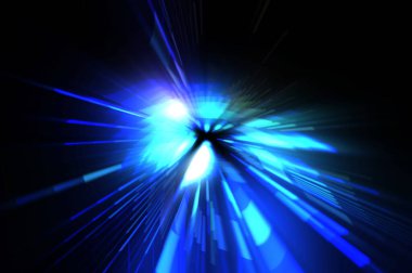 Fütürist mercek patlaması. Parlayan parçacıkları ve çizgileri olan ışık patlaması yıldızı. Güzel soyut ışın arkaplanı.