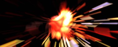 Işık parçacık izleri. Parlayan parçacıkları ve çizgileri olan ışık patlaması yıldızı. Güzel hareketli soyut ışın arkaplanı.