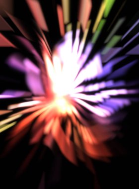 Işık parçacık izleri. Parlayan parçacıkları ve çizgileri olan ışık patlaması yıldızı. Güzel hareketli soyut ışın arkaplanı.