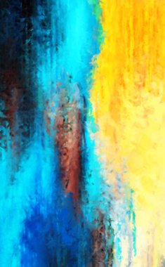 Modern sanat. Renkli çağdaş sanat eserleri. Renkli boya darbeleri. Soyut arkaplanda fırça darbeleri. Fırça boyası. Eşsiz duvar sanatı.