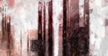 Soyut arkaplanda pürüzlü fırça darbeleri. Fırça boyası. Renkli boya darbeleri. Eşsiz duvar sanatı. Tuvaldeki modern sanat. Renkli çağdaş sanat eserleri. 