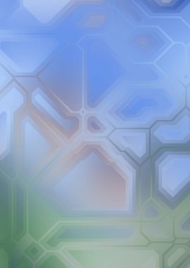 Renkli ve canlı geometrik şekiller katmanları var. Bir teknoloji planının dijital illüstrasyonu. Gelecekçi tasarım şablonu.