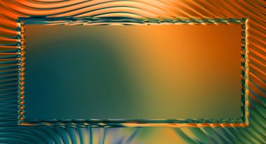 Soyut çerçeveli arkaplan. Renkli, canlı, dalgalı bir duvar kağıdı. Merkezi çerçeveli yaratıcı grafik 2d çizim. Dinamik şekilli modaya uygun sıvı örtüsü.