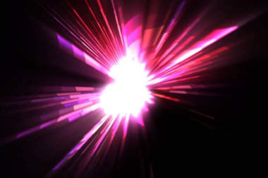 Fütürist mercek patlaması. Parlayan parçacıkları ve çizgileri olan ışık patlaması yıldızı. Güzel soyut ışın arkaplanı.