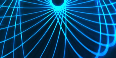 Işık dalgalarının neon renkli soyut tasarımı. Dijital arka plan ve neon ışığı parlama efekti. Parlak ışınlar duvar kağıdı.