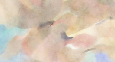 Pastel renklerde suluboya resim. Poster, duvar sanatı, afiş, kart, kitap kapağı ya da ambalaj için rahatlatıcı kompozisyonun yumuşak renkli çizimi. Modern fırça darbeleri resim.