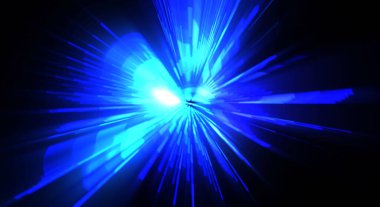 Fütürist mercek patlaması. Parlayan parçacıkları ve çizgileri olan ışık patlaması yıldızı. Güzel soyut ışın arkaplanı.