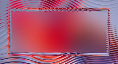 Soyut çerçeveli arkaplan. Renkli, canlı, dalgalı bir duvar kağıdı. Merkezi çerçeveli yaratıcı grafik 2d çizim. Dinamik şekilli modaya uygun sıvı örtüsü.