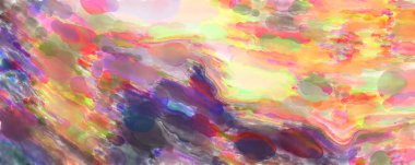 Çağdaş sanat. El yapımı resim. Modern sanat eserleri. Yüzeyde suluboya fırça darbeleriyle resim yapmak. 2D çizim. Sanatsal arkaplan resmi. Tablo üzerinde soyut resim. Renkli doku.