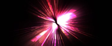 Fütürist mercek patlaması. Parlayan parçacıkları ve çizgileri olan ışık patlaması yıldızı. Güzel soyut ışın arkaplanı.