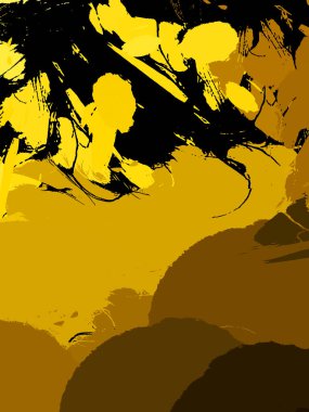 Vahşi fırça darbeleriyle yaratıcı soyut resim. Artistik fırça darbeleriyle donatılmış. Renkli ve canlı bir tasvir. Boyalı sanat.